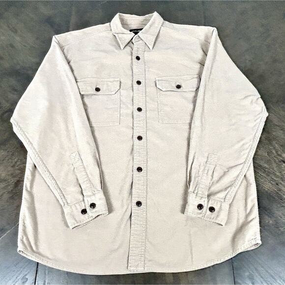 Vtg Eddie Bauer Chambray Button Up Shirt Men's Medium 100% Cotton Hong Kong - Picture 1 of 13
